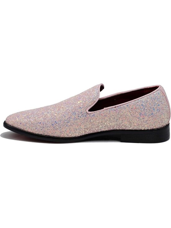 Men\'s Pink Vintage Glitter Loafers Slip On Tuxedo Dress Party Classic Shoes main image 6